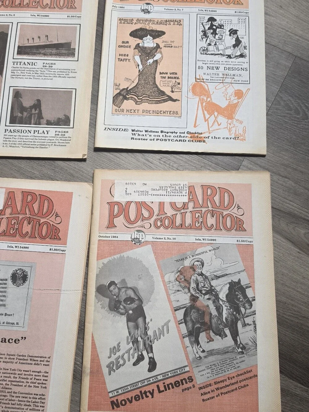 Vintage Postcard Collector Magazine Lot of 9 Issues 1984 Titanic Suffragette